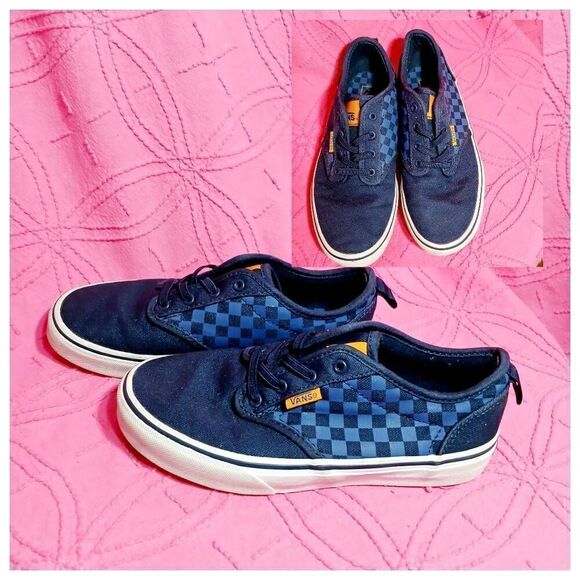 Vans Blue Checkboard Sneakers Youth Size 2.5 - Picture 1 of 9